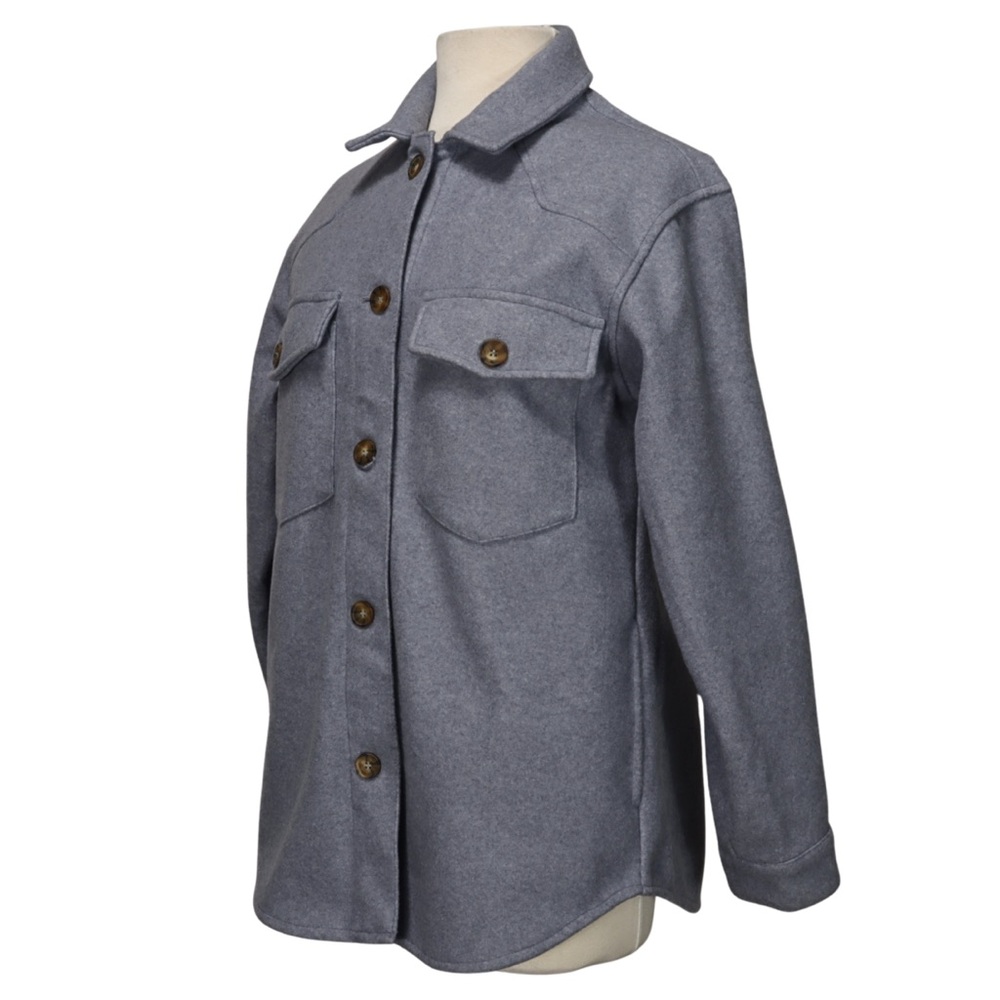 Love Tree Button-Up Shacket Wool-Like Texture Win… - image 3